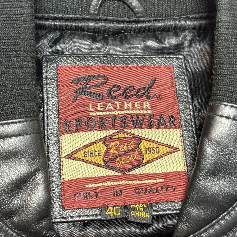 Vintage Reed Leather Corvette Heritage Jacket Men's 40 Black Bomber Embroidered - Picture 7 of 10